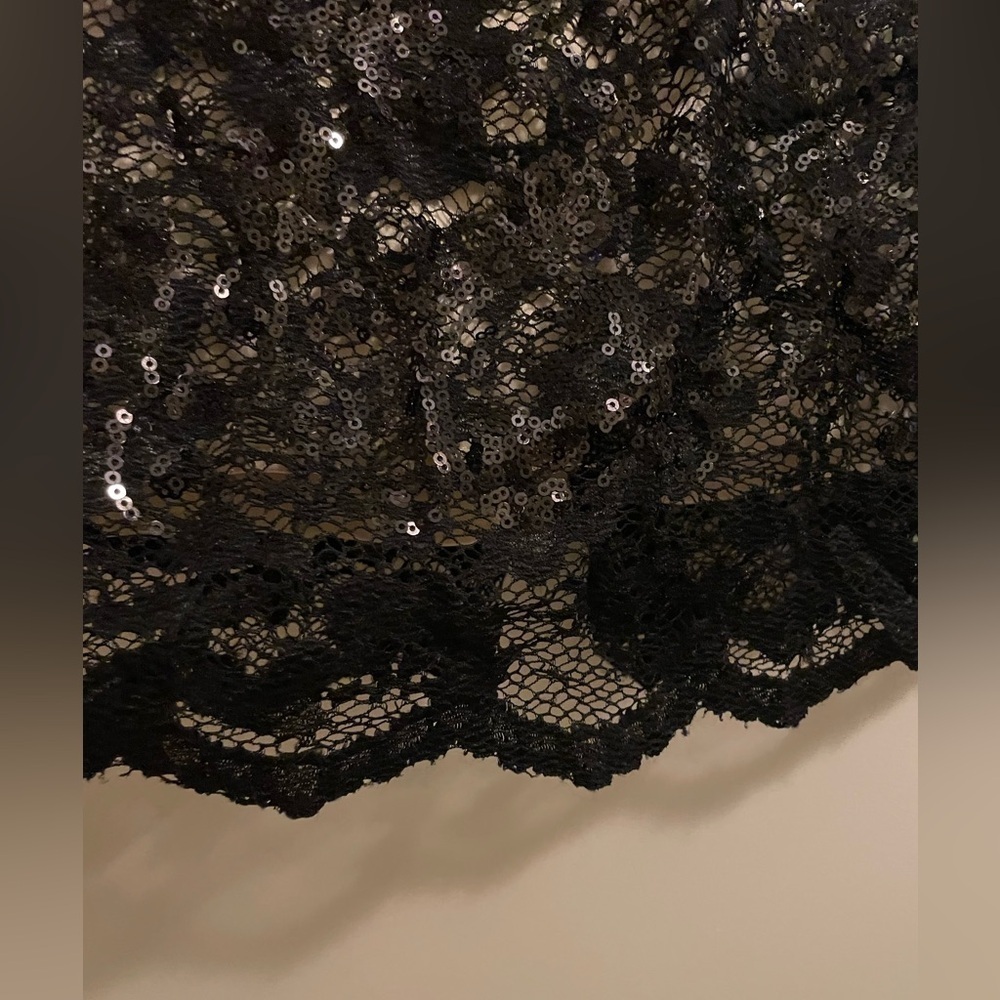 Wyatt Black Sequined Lace Fully Lined Midi Skirt Size 2 - Picture 2 of 11